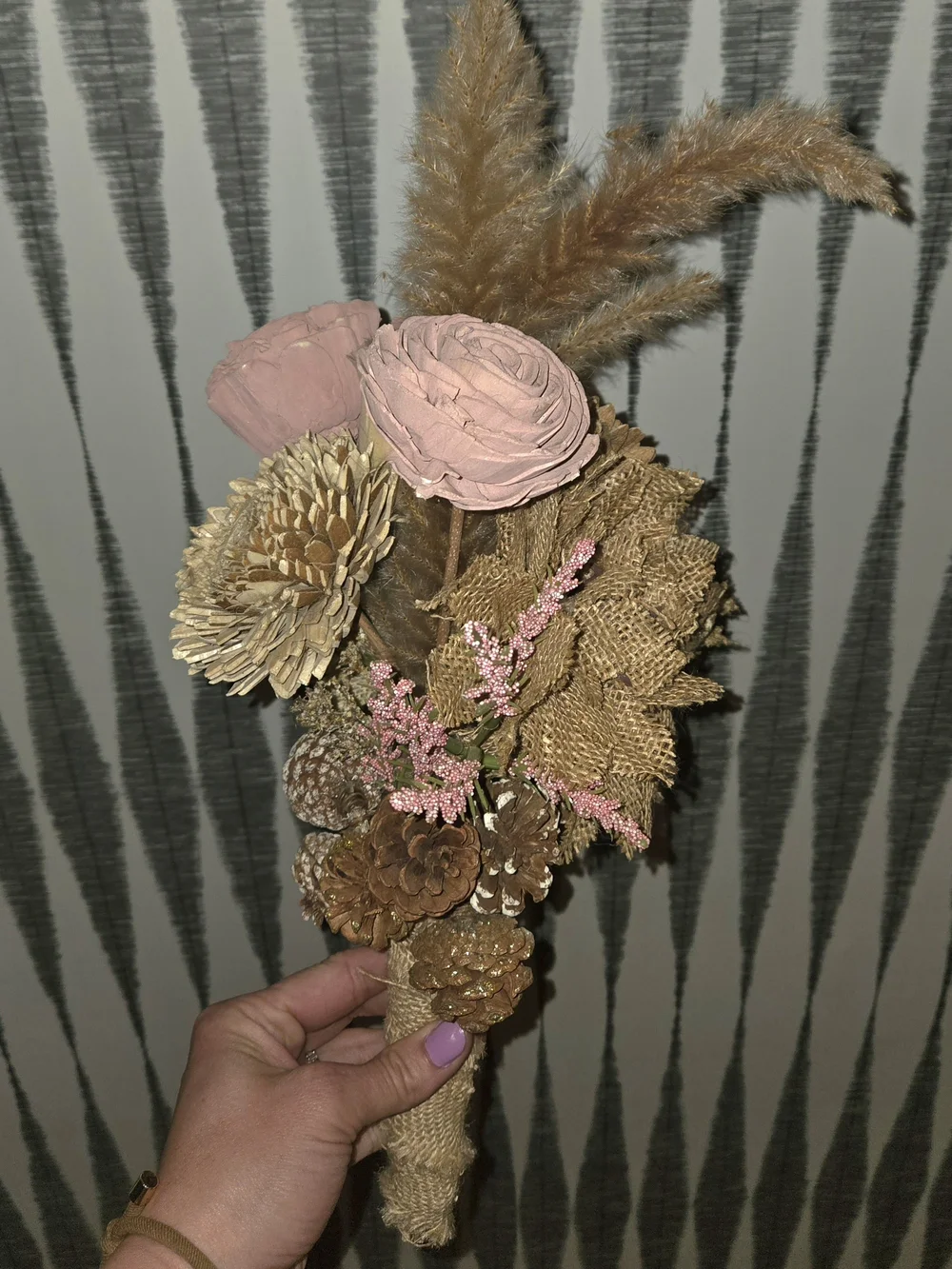 Boho Dried Floral Bouquet | Rustic Burlap & Pampas | Rustic Decor